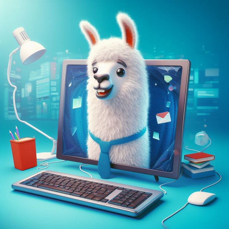 A llama coming out of a computer screen