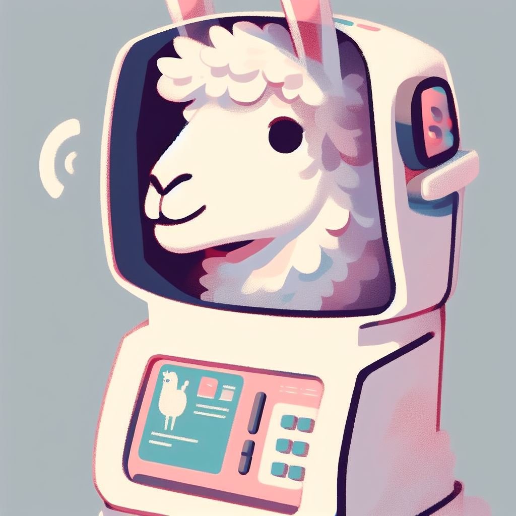 A llama inside of a sort of computer